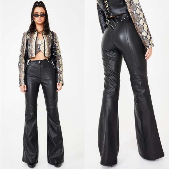 I.AM.GIA Desiree Studded Vegan Leather Pants Black - Picture 1 of 8